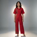 Scarlet Ember Embroidered Jumpsuit