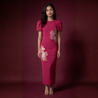 Fuchsia Muse Balloon Sleeve Dress