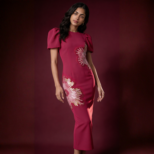 Fuchsia Muse Balloon Sleeve Dress