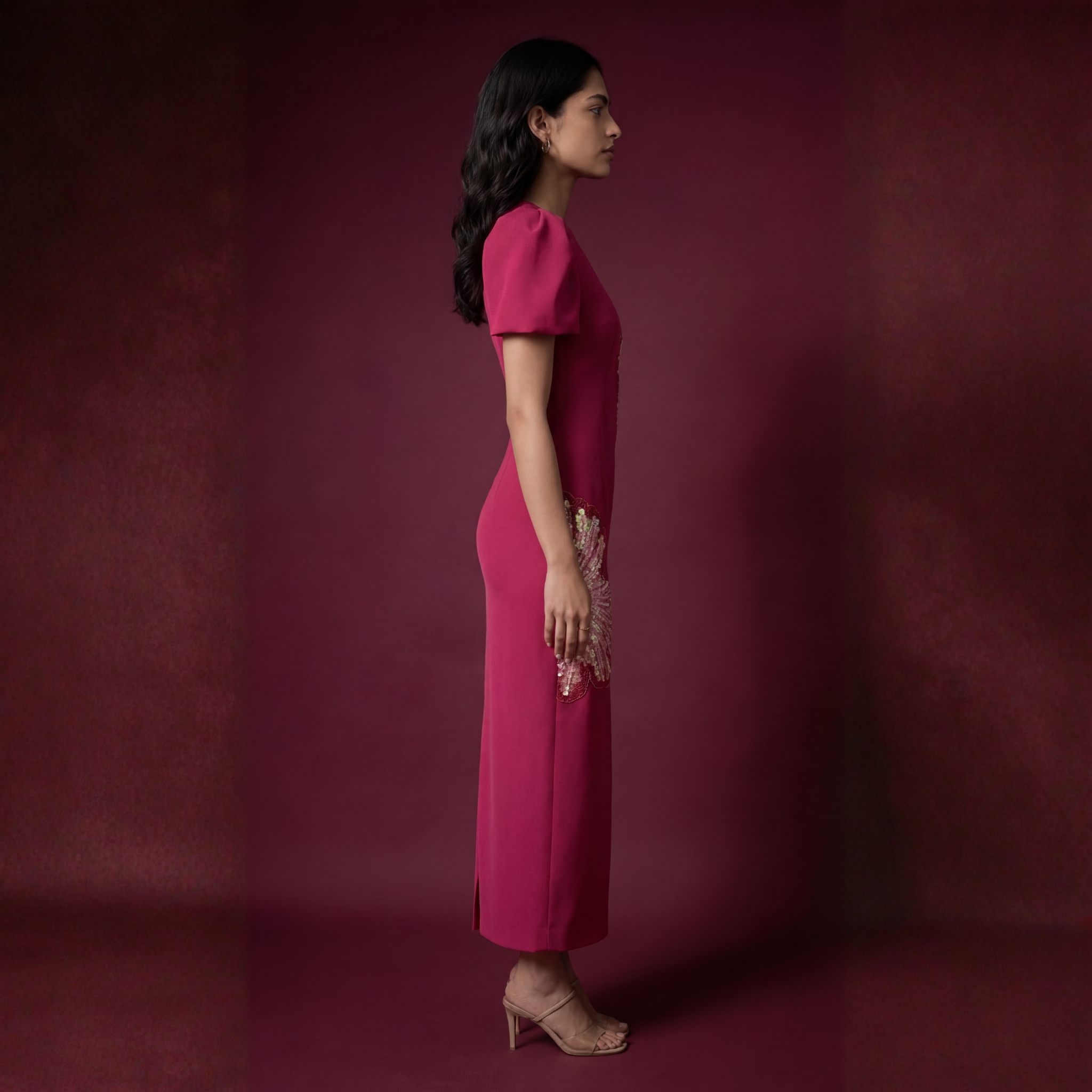 Fuchsia Muse Balloon Sleeve Dress
