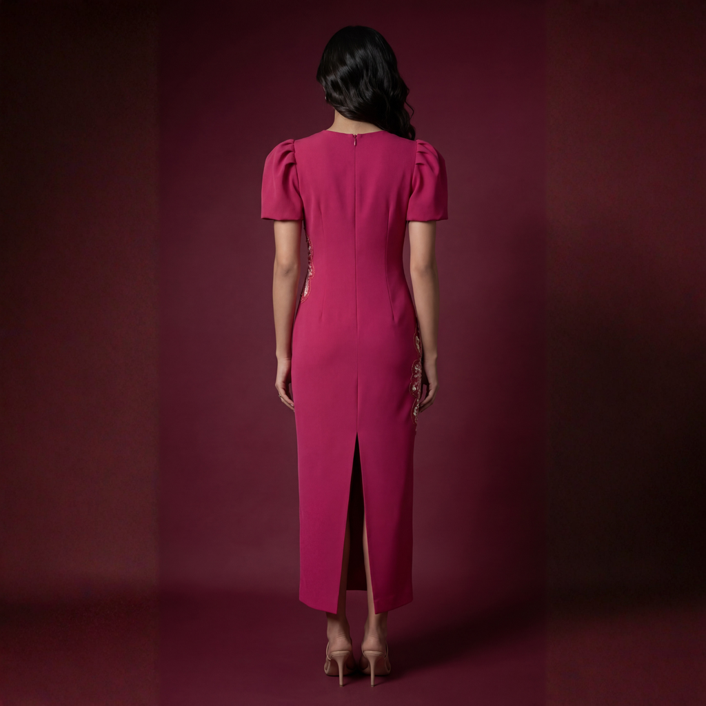 Fuchsia Muse Balloon Sleeve Dress